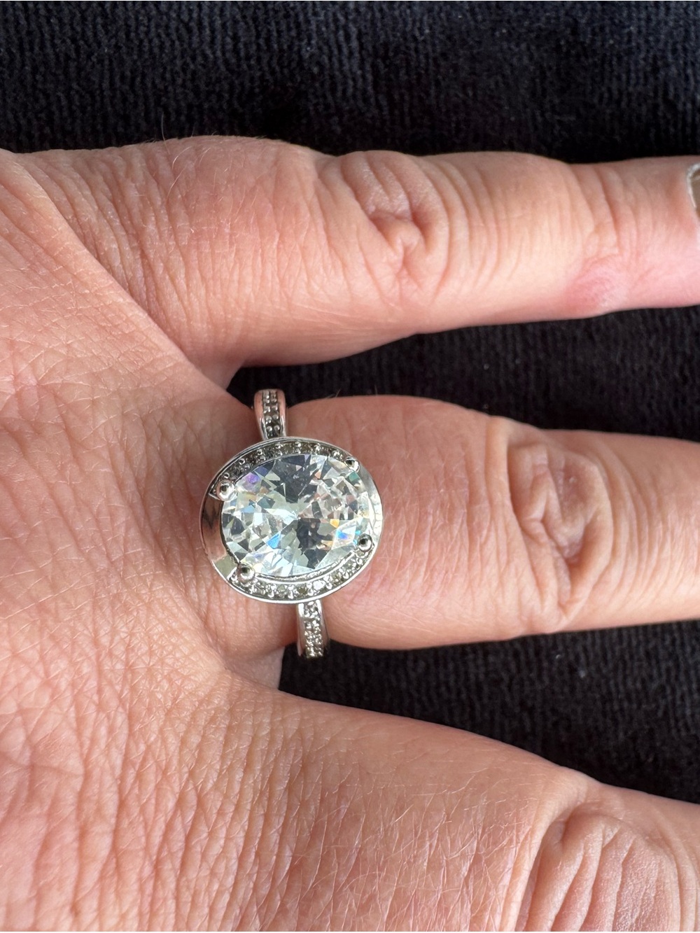 Clear CZ Oval Halo Ring - Women Jewelry 
Size 9